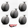 Service Caster 4'' Gray Heavy Duty Floor Safe Twin Wheel Casters Top Plate, 5PK SCC-TP02S100-TPR-GRY-5